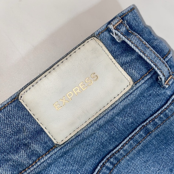 Express Women Jeans Blue Rhinestone Cropped Flare High Rise Denim Size 6 - Picture 16 of 17